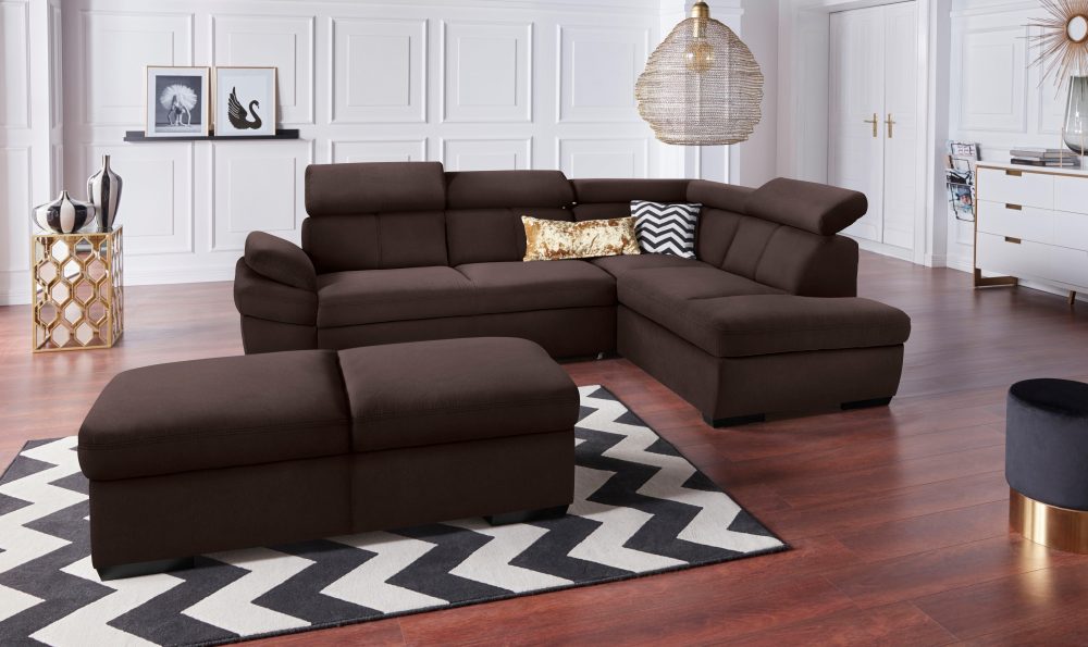 exxpo - sofa fashion Ecksofa, inklusive Kopfteil- und Armteilverstellung, wahlweise mit Bettfunktion