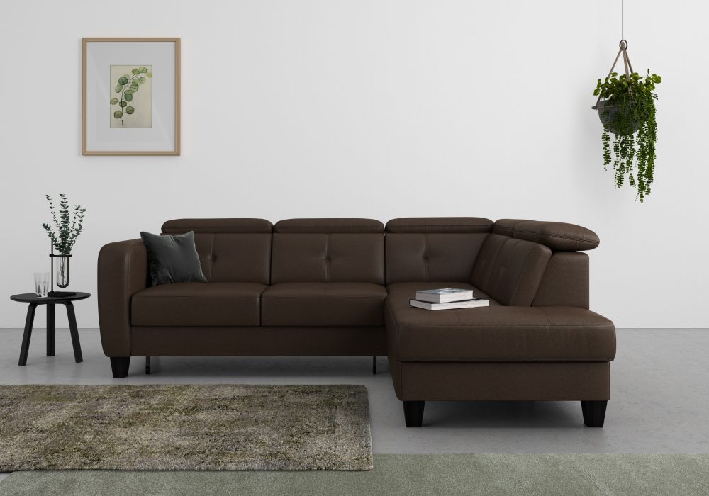 sit&more Ecksofa »Bellucci«, inklusive Kopfteilverstellung und Federkern, wahlweise mit Bettfunktion und Bettkasten