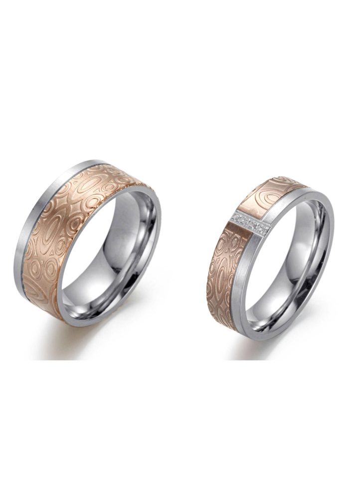 Firetti Trauring »6,0 mm, 8,0 mm, bicolor, teilweise IP-beschichtet, roségoldfarben, glänzend, matt, strukturiert«