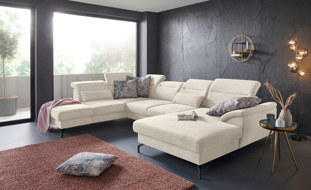 sit&more Wohnlandschaft, 15 cm Fusshöhe, inklusive Sitztiefenverstellung, wahlweise Kopfteilverstellung, wahlweise in 2 unterschiedlichen Fussfarben
