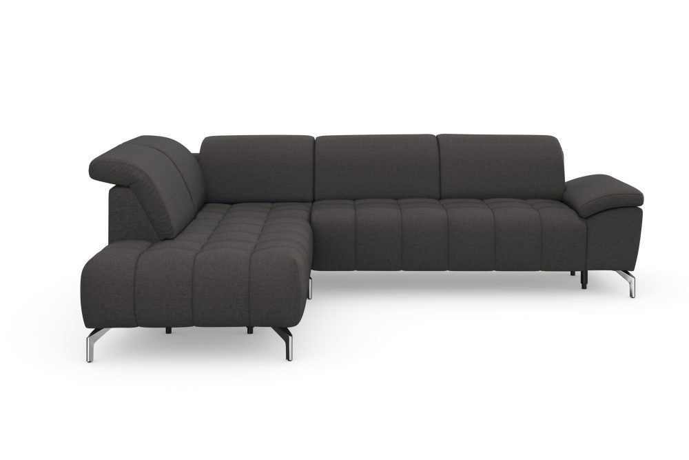 sit&more Ecksofa »Cool«, wahlweise mit Kopfteilverstellung und Vorziehsitz, motorisch,mit silberfarbenen Füssen