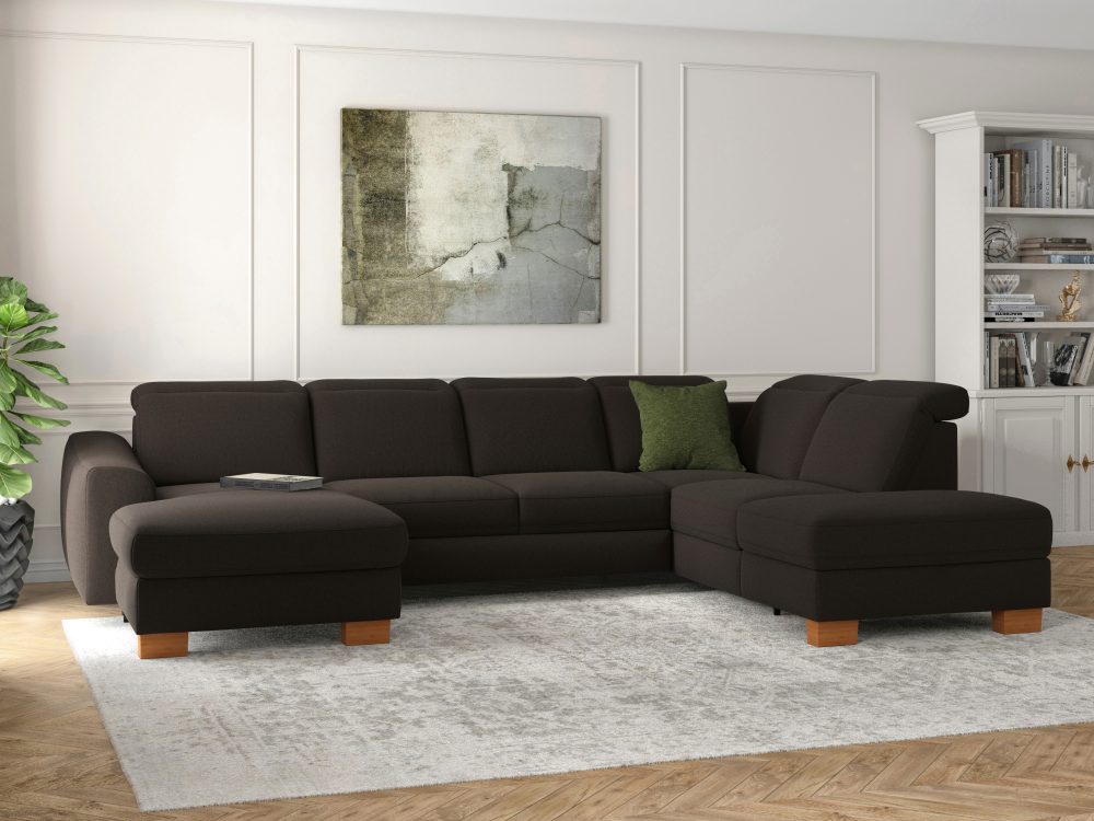 sit&more Wohnlandschaft »Durness«, mit Federkern und hochwertigen Massivholzfüssen, wahlweise mit Kopfteilverstellung, optional mit Bettfunktion und Stauraum