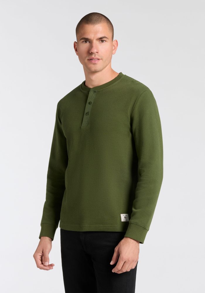 Gant Henleyshirt »WAFFLE LS HENLEY« Rundhalsausschnitt, Regular fit, Waffelstruktur