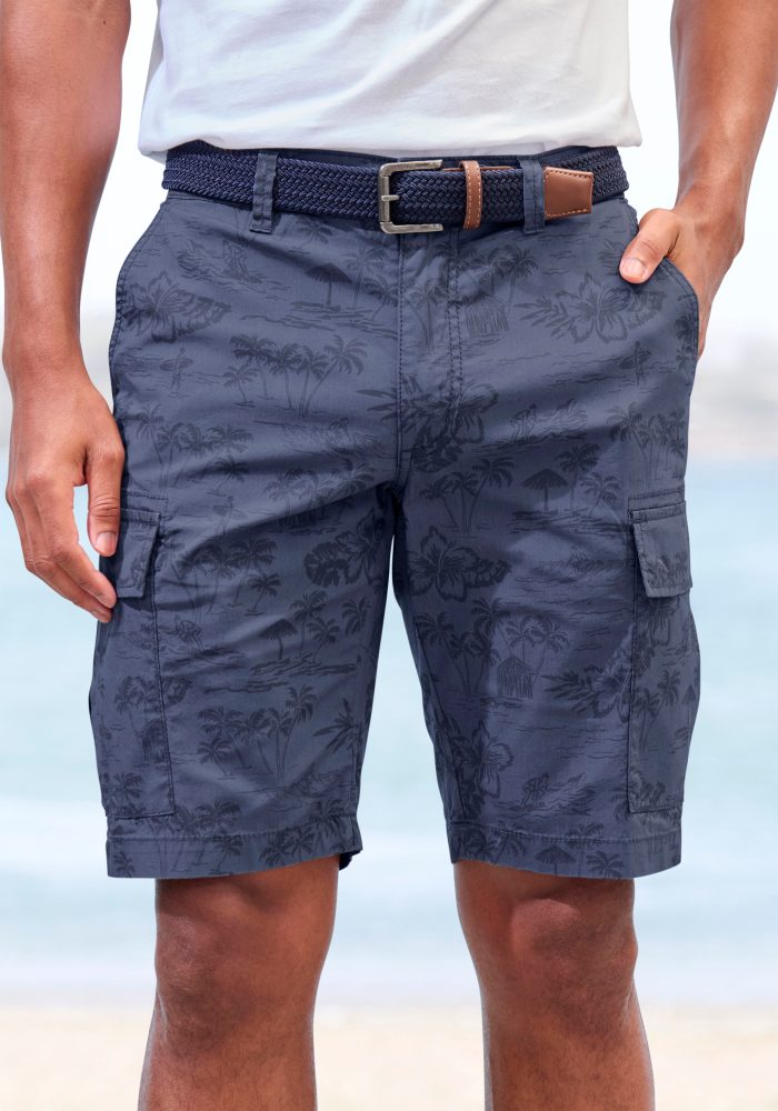 John Devin Cargoshorts Shorts aus elastischer Baumwolle, modisch bedruckt