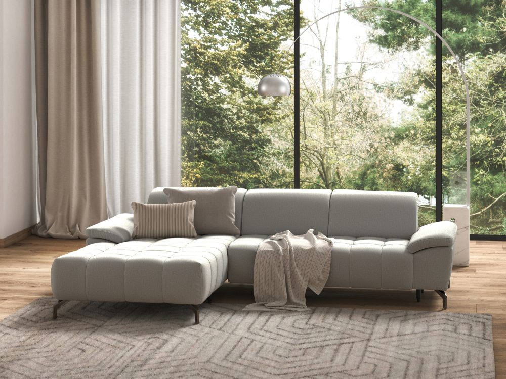 sit&more Ecksofa »Cool«, wahlweise mit Kopfteilverstellung und Vorziehsitz, motorisch, mit schwarzen Füssen