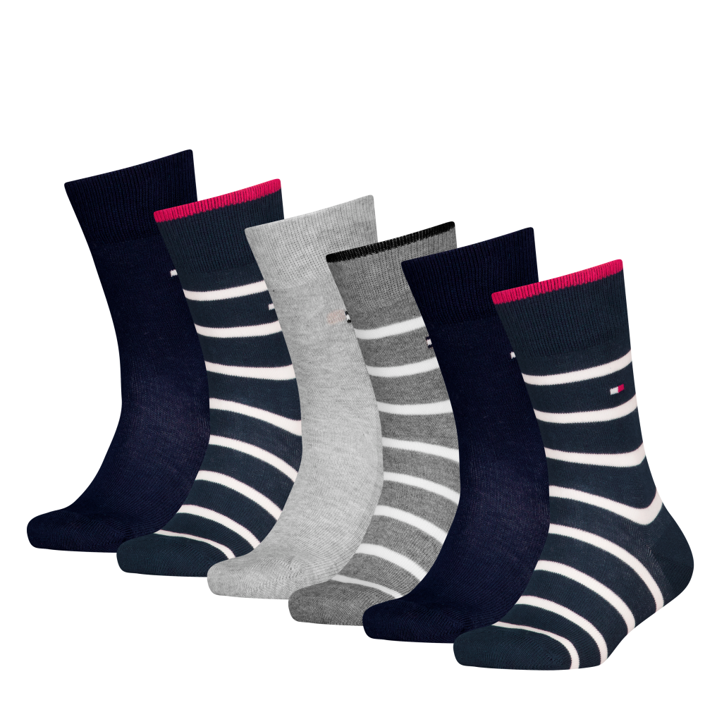 Tommy Hilfiger Socken »TH KIDS SOCK 6P BRETON STRIPE ECOM«, (6 Paar), gestreift und uni