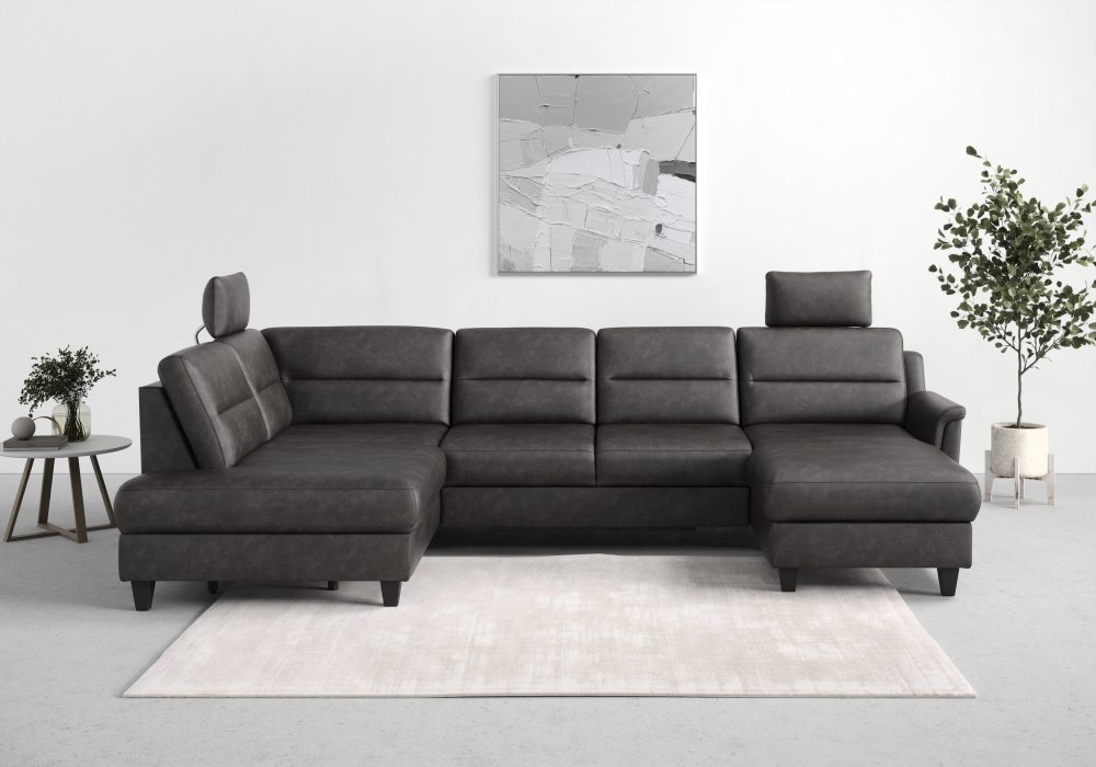 sit&more Wohnlandschaft »Farö«, inklusive Federkern, mit wengefarbenen Füssen, wahlweise mit Bettfunktion und Bettkasten
