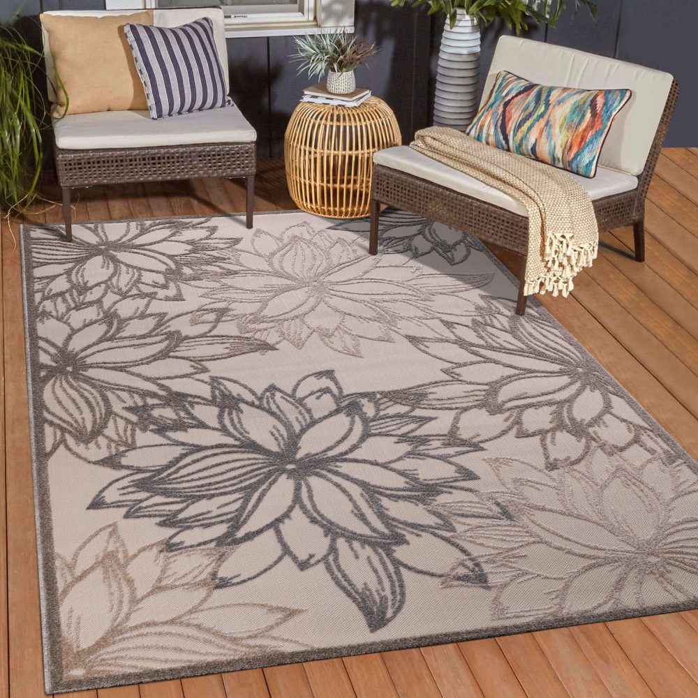 Sanat Teppich »Floral 2«, rechteckig, 6 mm Höhe, In- und Outdoor geeignet, florales Design, Balkon, Terasse