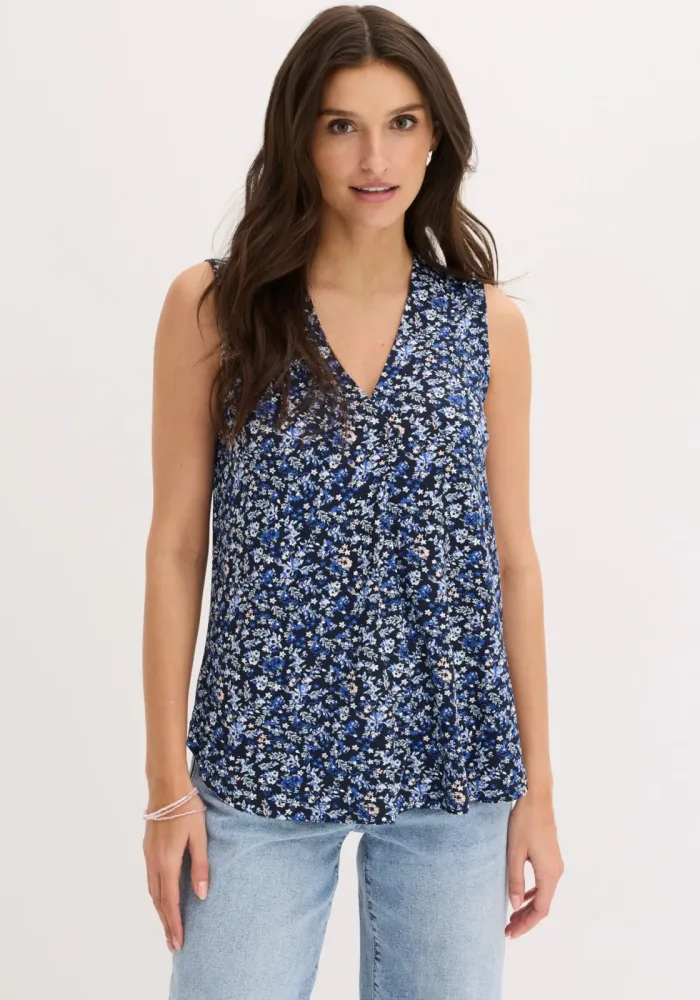 bonprix Shirttop mit V-Ausschnitt, mit eingelegter Falte, ärmellos