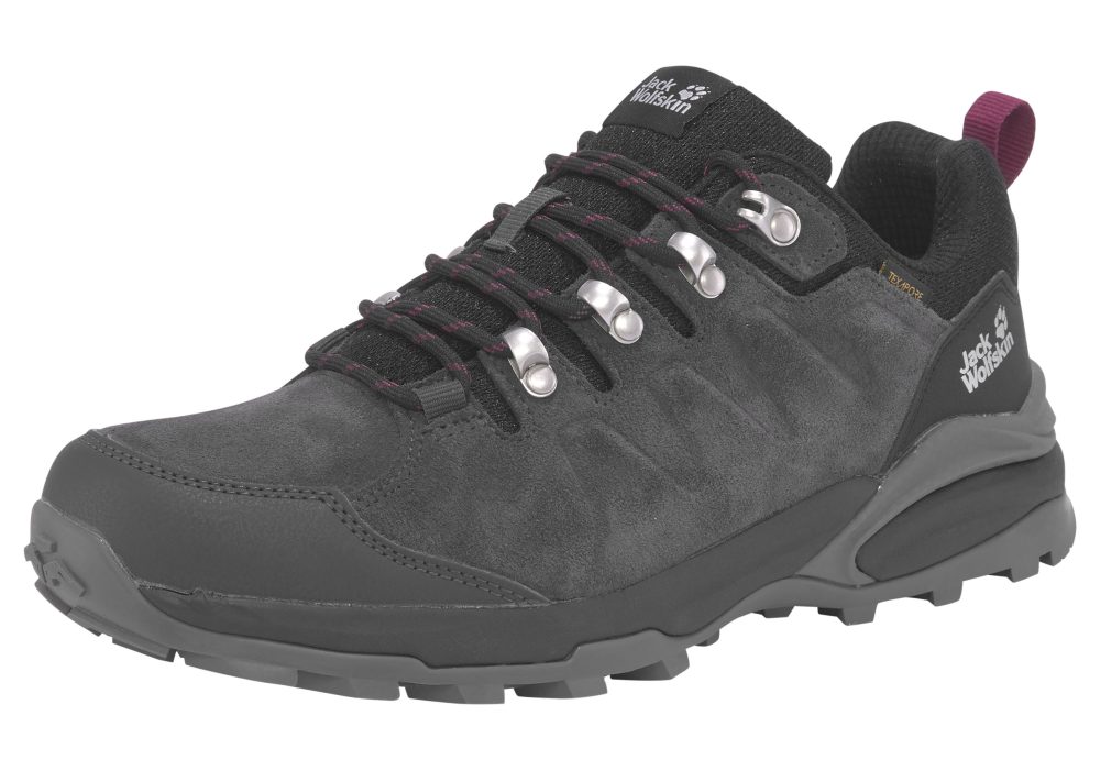 Jack Wolfskin Wasserdichte Frauen Wanderschuhe aus Leder Refugio Texapore Low Women 37 grau dark steel / purple