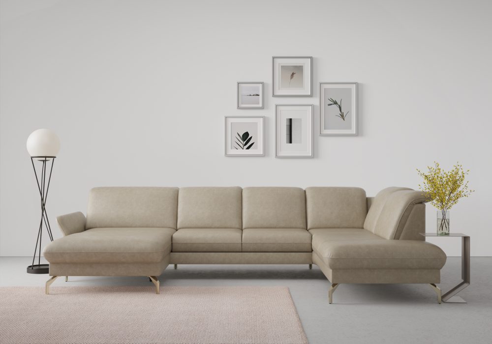 sit&more Wohnlandschaft »Fashion«, wahlweise mit Kopfteilverstellung und Vorziehsitz, motorisch, mit satinierten Nickelfüssen