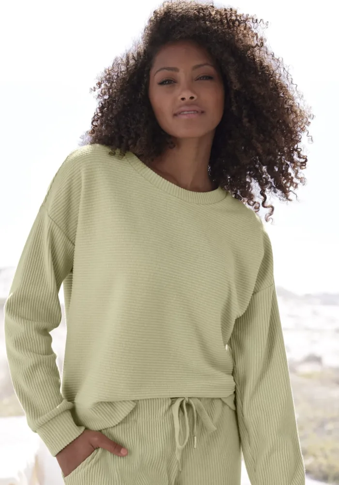 s.Oliver Sweatshirt, aus Ripp-Qualität mit überschnittenen Schultern, Loungewear