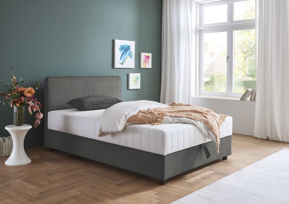 ATLANTIC home collection Bett »Corinna«, Boxbett inkl. Stauraum, Cord, erhältlich in unterschiedlichen Breiten