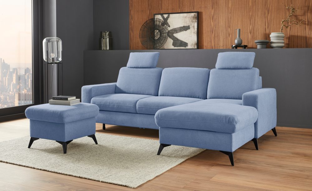 Places of Style Ecksofa »Lolland«, Wahlweise mit Bettfunktion und Bettkasten, Federkern, auch mit abwischbarem Bezug
