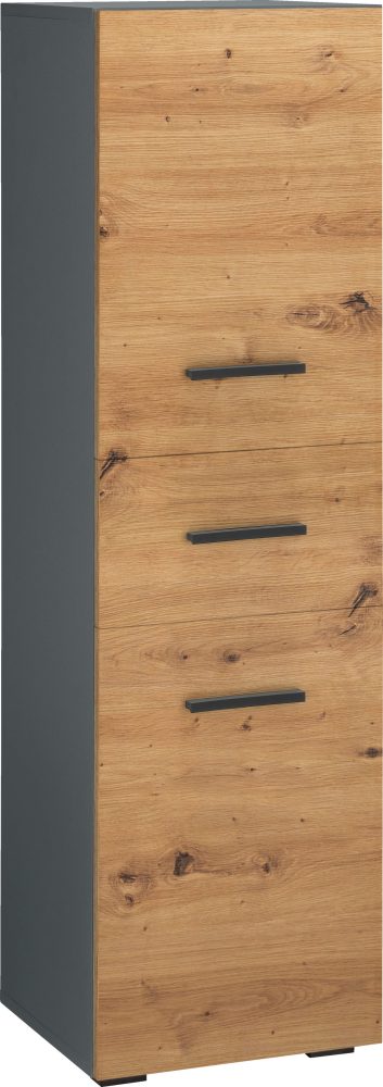 INOSIGN Midischrank »Skara«, mit 1 verstellbaren Einlegeboden hinter jeder Tür und 1 Schubkasten, mit schwarzen Griffen, Breite 38 cm, Höhe 130 cm