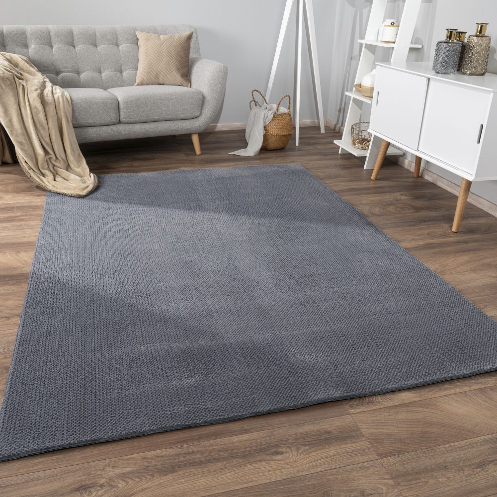 Paco Home Teppich »Sevilla 521«, rechteckig, Kurzflor, Uni Farben, weich & kuschelig, Hoch-Tief Effekt, Wohnzimmer