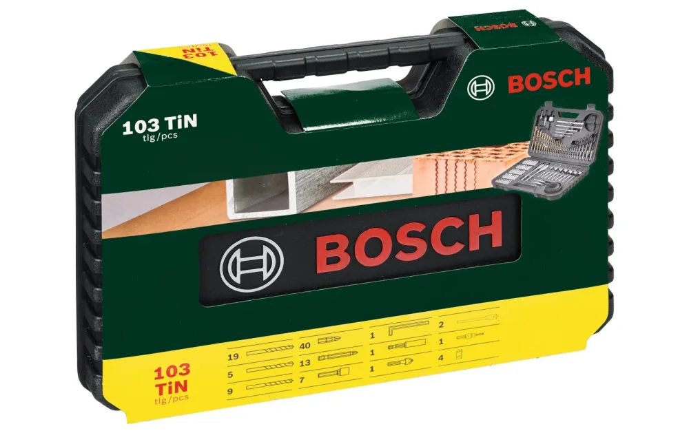 Bosch Accessories 2607017367 V-LINE 103teilig Bohrer- und Bit-Sortiment Holz, Metall, Kunststoff, Plexiglas, Mauerwerk,
