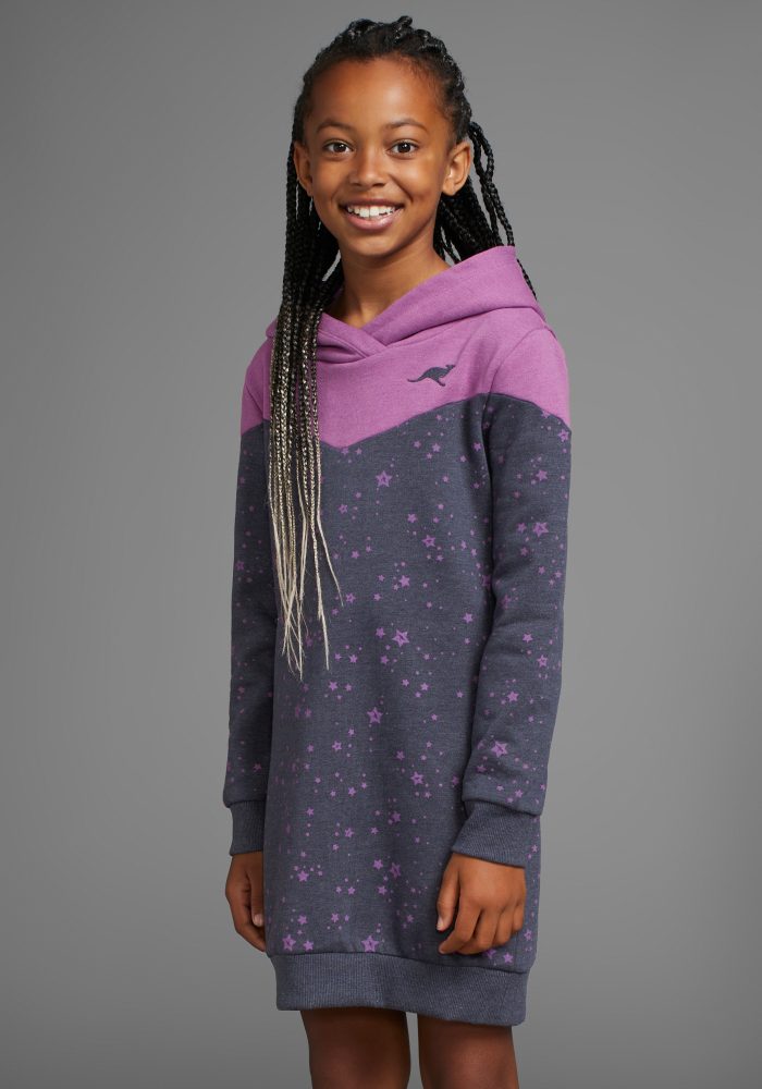 KangaROOS Sweatkleid »mit süssem allover Druck«, in Colorblocking-Design
