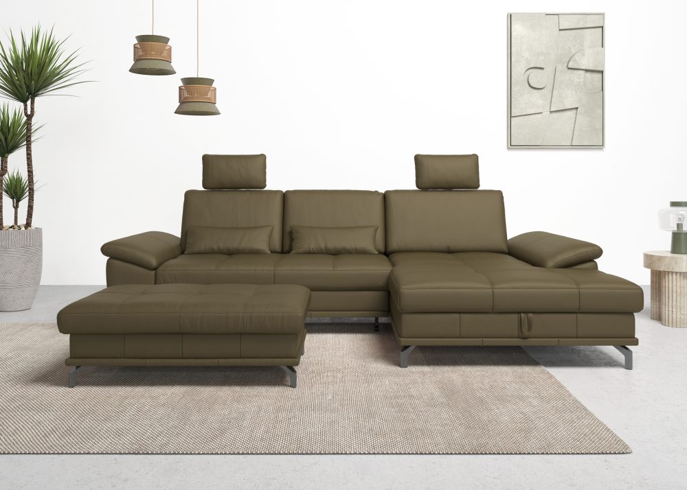 Places of Style Ecksofa »Costello«, incl. Sitztiefenverstellung und Armlehnfunktion, incl. 2 Nierenkissen