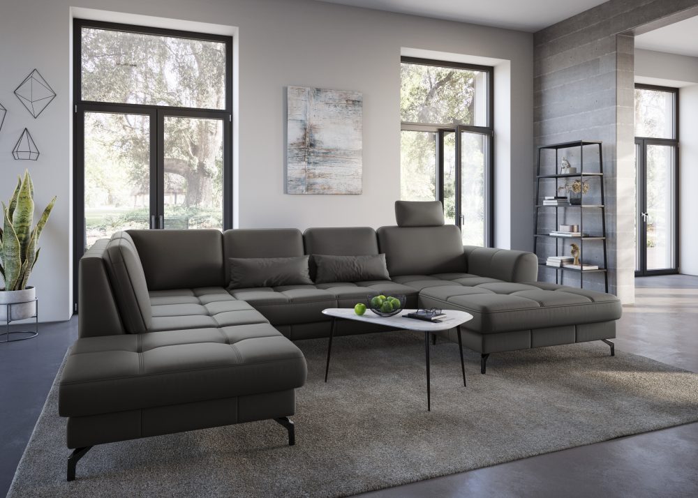 sit&more Wohnlandschaft »Bendigo V«, inklusive Sitztiefenverstellung, Bodenfreiheit 12 cm, wahlweise in 2 unterschiedlichen Fussfarben