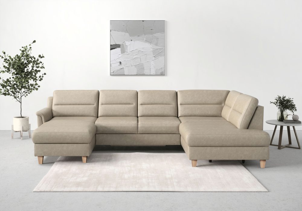 sit&more Wohnlandschaft »Farö«, inklusive Federkern, mit naturfarbenen Füssen, wahlweise mit Bettfunktion und Bettkasten
