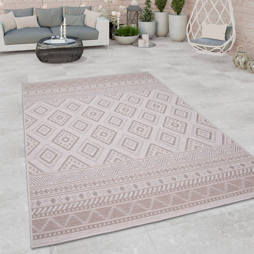 Paco Home Teppich »Vermont 184«, rechteckig, Flachgewebe, modernes Design mit Rauten, gesteift, Outdoor geeignet