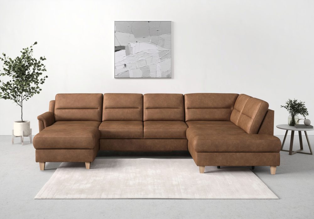 sit&more Wohnlandschaft »Farö«, inklusive Federkern, mit naturfarbenen Füssen, wahlweise mit Bettfunktion und Bettkasten