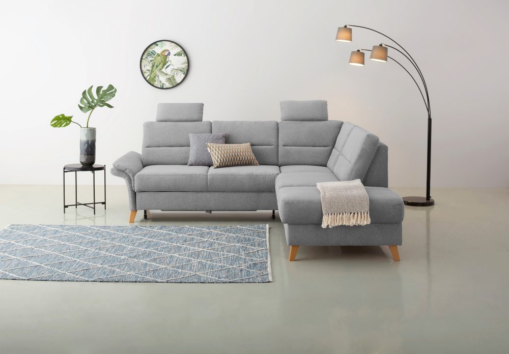 Home affaire Ecksofa »Westerland«, Federkern-Polsterung, wahlweise mit Bettfunktion, Bettkasten und Armlehnverstellung