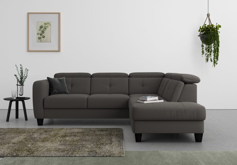 sit&more Ecksofa »Bellucci«, inklusive Kopfteilverstellung und Federkern, wahlweise mit Bettfunktion und Bettkasten