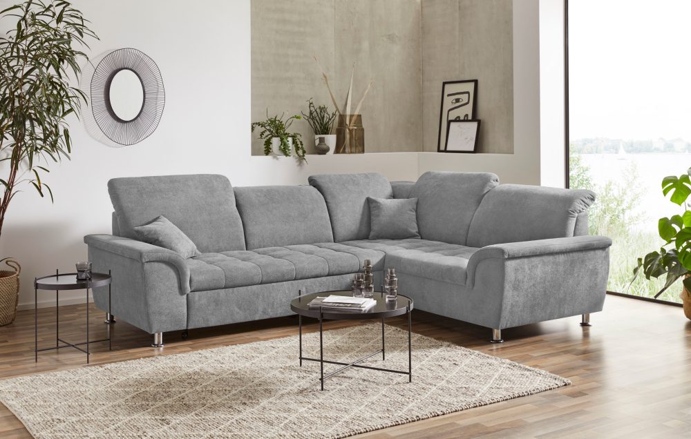 DOMO collection Ecksofa »Franzi«, wahlweise mit Kopfteilverstellung (dann Breite: 275 cm), optional mit Bettfunktion, inklusive Zierkissen