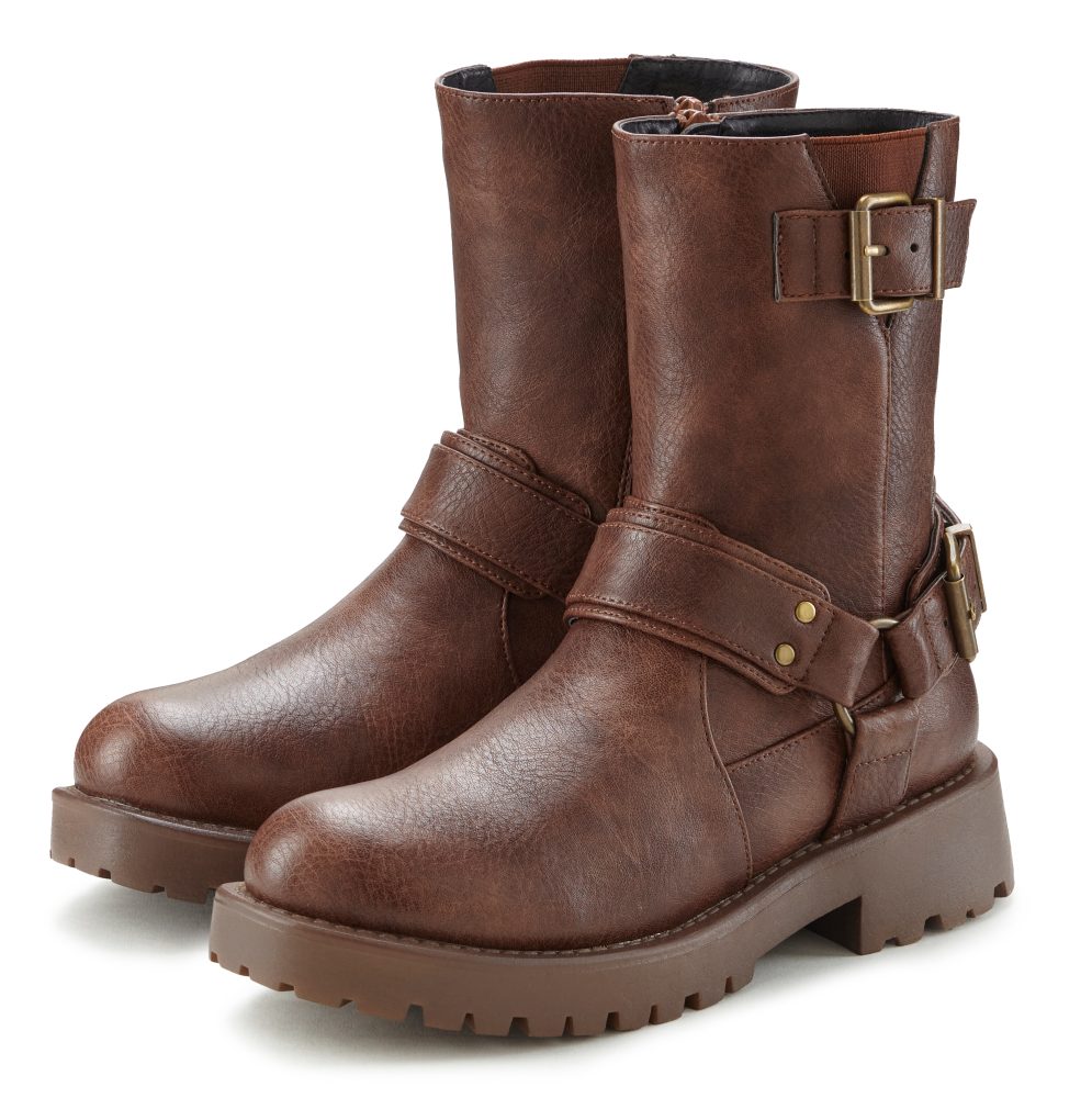 LASCANA Bikerboots mit trendigen Zierschnallen, Stiefel, Stiefelette