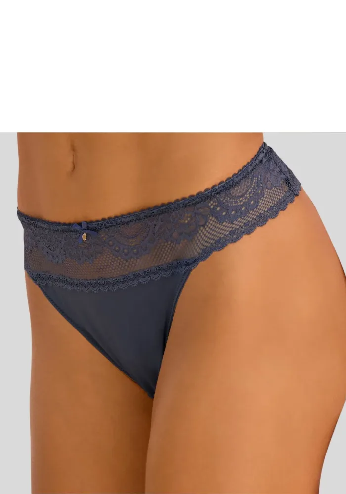 LASCANA High-Waist-String mit breitem Bund aus floraler Spitze