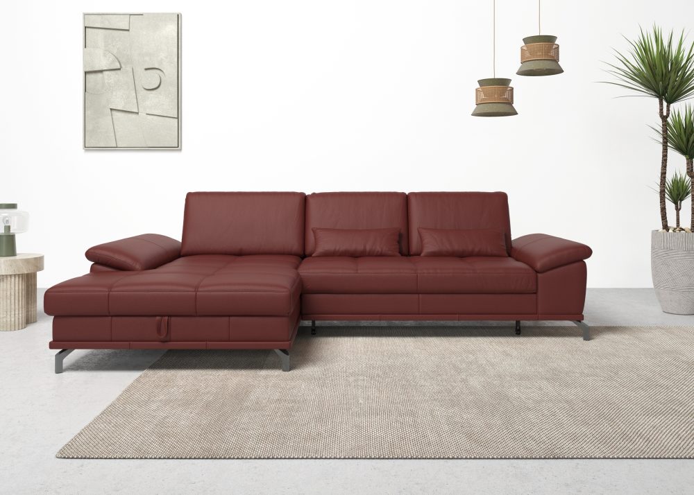 Places of Style Ecksofa »Costello«, incl. Sitztiefenverstellung und Armlehnfunktion, incl. 2 Nierenkissen