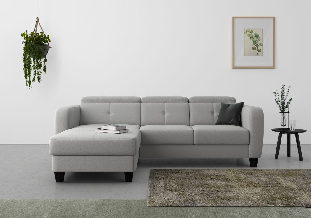 sit&more Ecksofa »Bellucci«, inklusive Kopfteilverstellung und Federkern, wahlweise mit Bettfunktion und Bettkasten