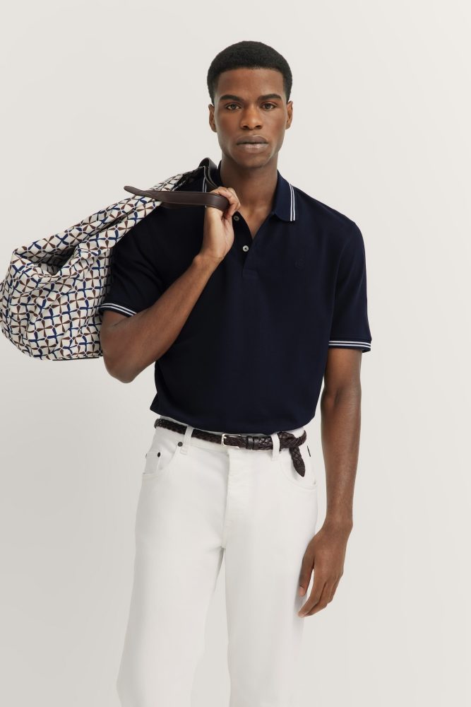 bugatti Poloshirt, mit Kontraststreifen und Bruststickerei