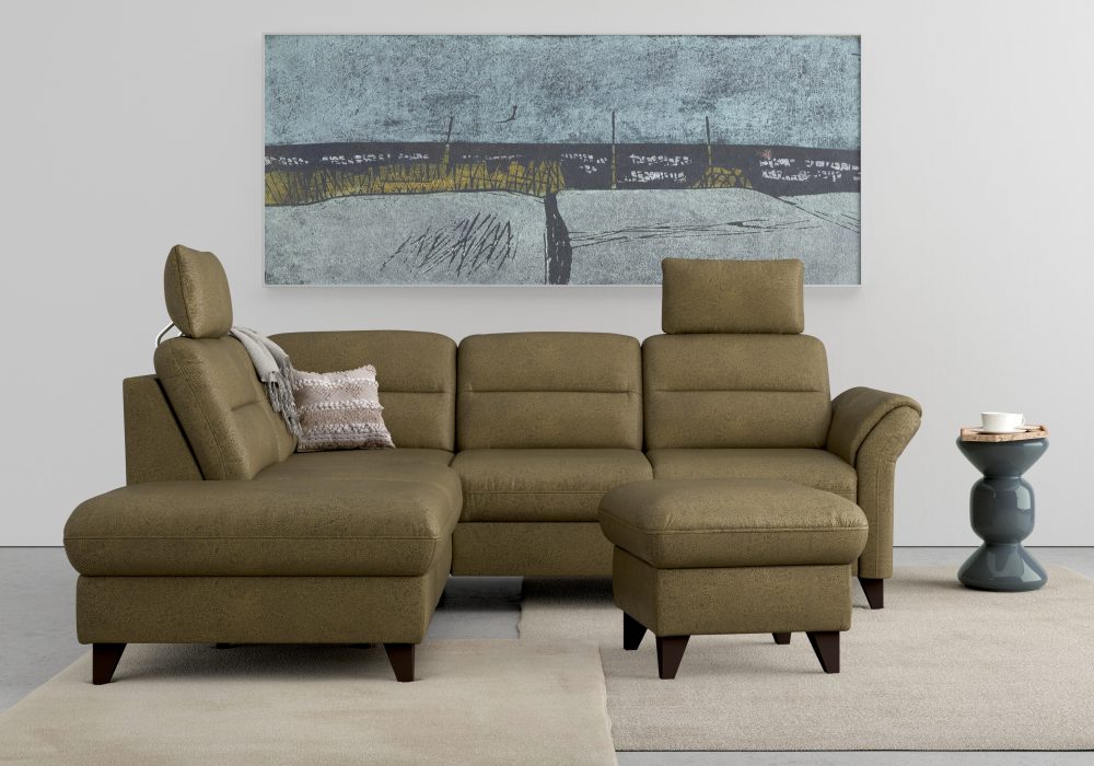 sit&more Ecksofa »Mellum«, inklusive Federkern, wahlweise mit Bettfunktion, Stauraum und Armteilfunktion