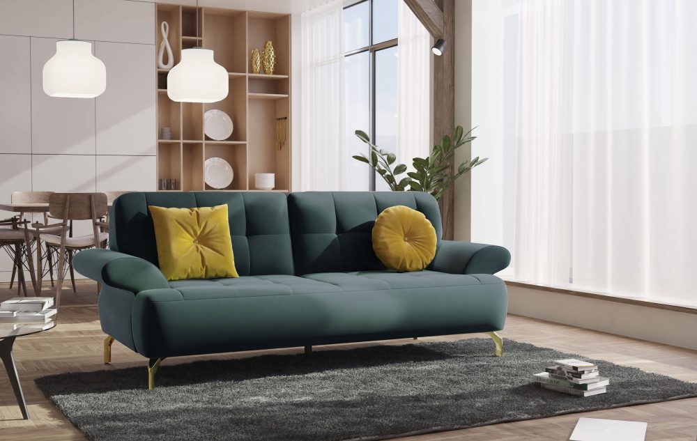 sit&more 2,5-Sitzer »Orient 1«, inkl. 2 Zierkissen mit Strass-Stein, goldfarbene Metallfüsse