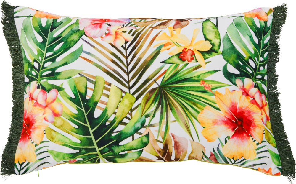 done.® Kissenhülle »Fringe Jungle Flowers«, (1 St.), Verspielte, einseitig bedruckte Kissenhülle mit Fransen, verfügbar in 2 Grössen