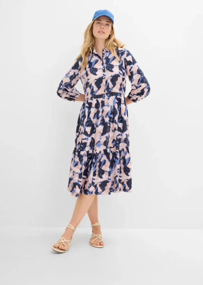 bonprix Tunika-Kleid aus fließender Viskoseblau 36Damen