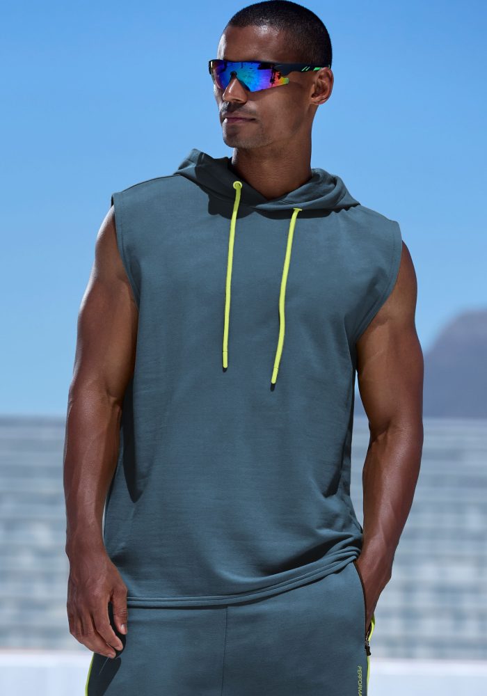 Le Jogger Performance Kapuzensweatshirt, ohne Ärmel und mit kontrastfarbenen Details