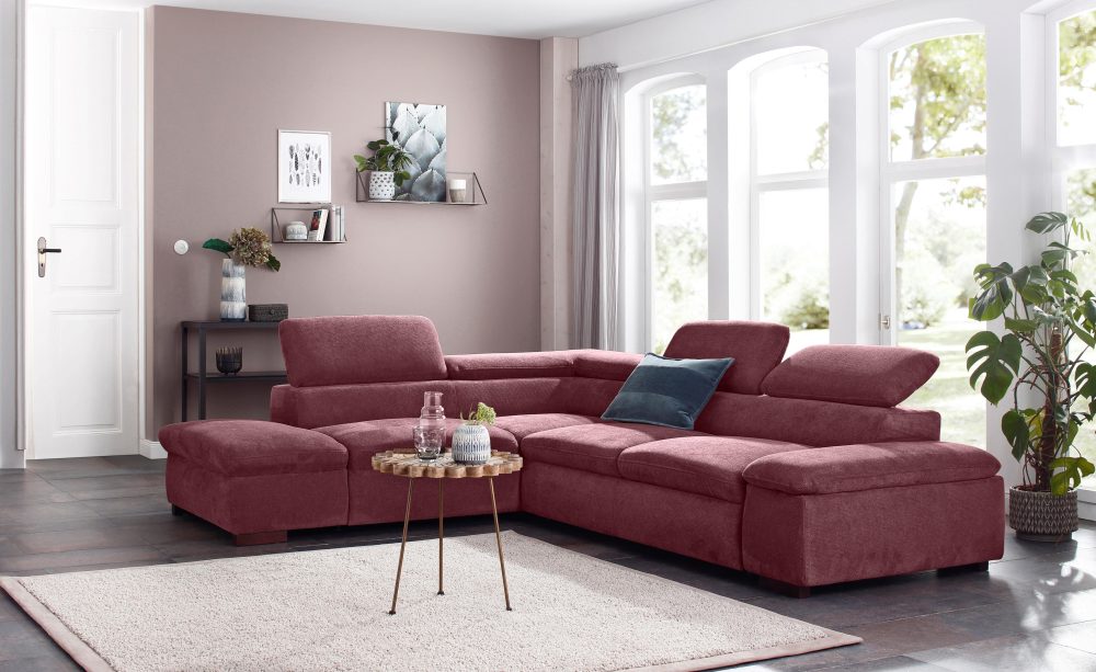 Home affaire Ecksofa »Alberto«, inklusive Kopfteilverstellung, mit Ottomanenabschluss