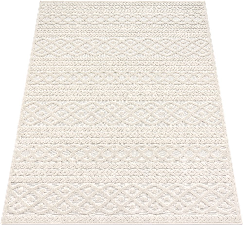 Paco Home Teppich »Cotton 231«, rechteckig, Uni-Farben, Hoch-Tief Effekt, boho, In- und Outdoor geeignet