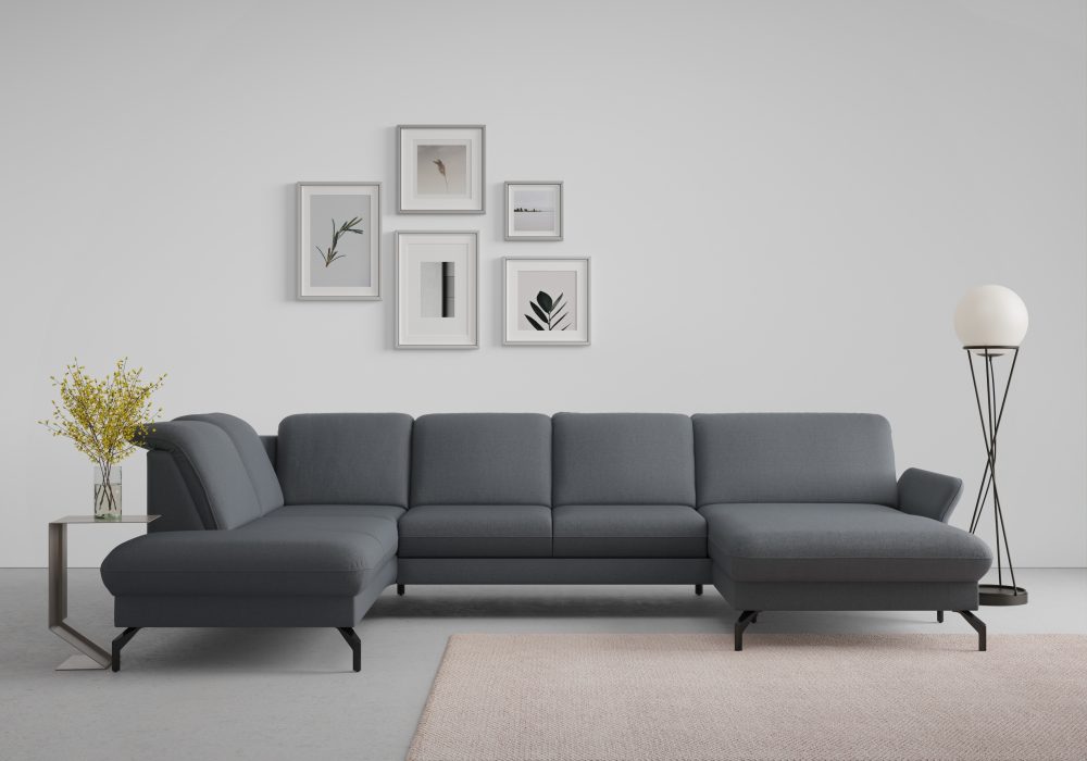 sit&more Wohnlandschaft »Fashion«, wahlweise mit Kopfteilverstellung und Vorziehsitz, motorisch, mit schwarzen Metallfüssen