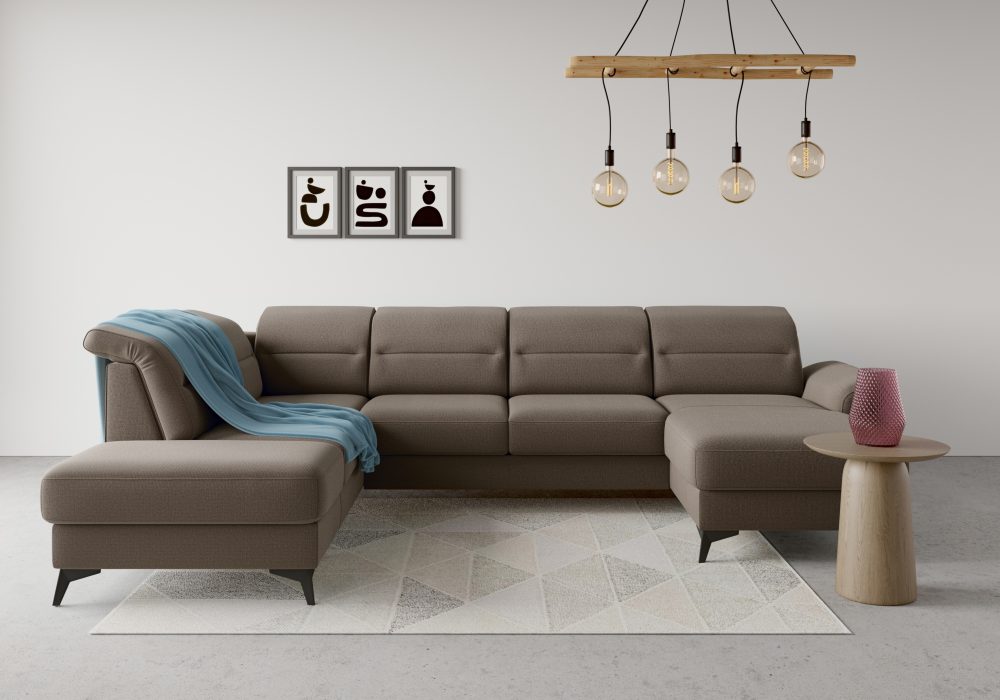 sit&more Wohnlandschaft »Sinatra«, optional mit Kopfteilverstellung und Armteilfunktion oder mit Kopfteilverstellung, Armteilfunktion, Bettfunktion und Stauraum, mattschwarze Metallfüsse