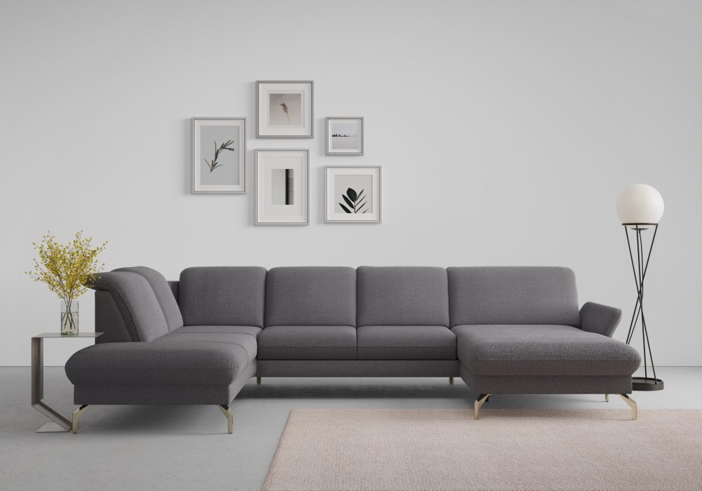 sit&more Wohnlandschaft »Fashion«, wahlweise mit Kopfteilverstellung und Vorziehsitz, motorisch, mit satinierten Nickelfüssen