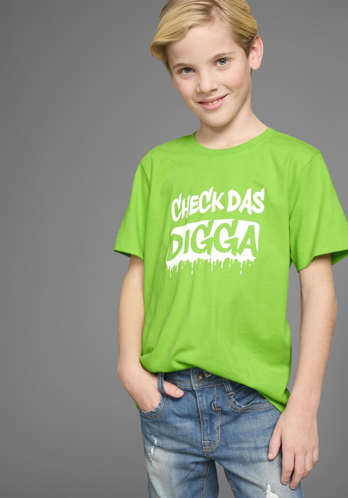 KIDSWORLD T-Shirt »Sprücheshirt: CHECK DAS DIGGA«, Kurzarm, Basic-Passform, bedruckt, Rundhalsausschnitt