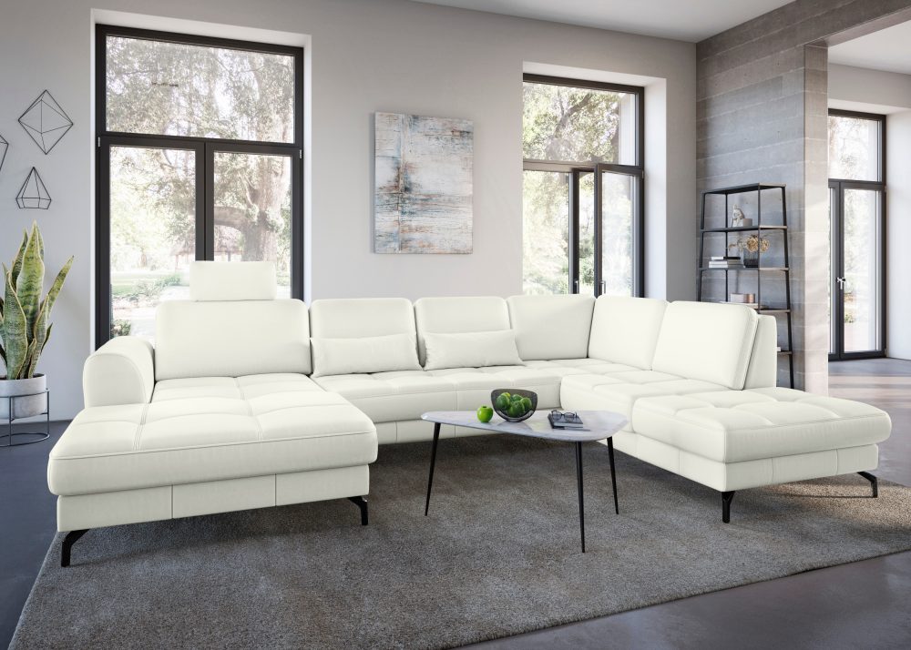 sit&more Wohnlandschaft »Bendigo V«, inklusive Sitztiefenverstellung, Bodenfreiheit 12 cm, wahlweise in 2 unterschiedlichen Fussfarben