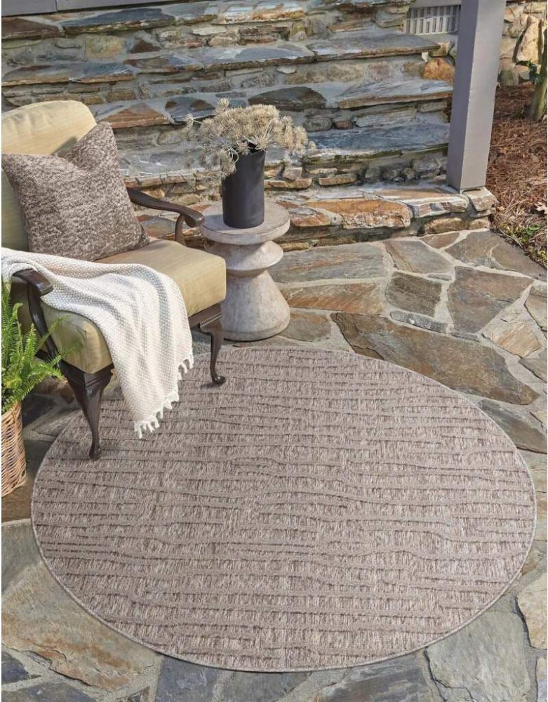 Carpet City Teppich »Santorini«, rund, 5 mm Höhe, 3D-Effekt, für Wohnzimmer, Flur, Küche, Wintergarten, Balkon, Wetterfest & UV-beständig