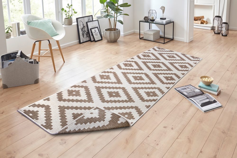 NORTHRUGS Läufer »Malta«, rechteckig, 5 mm Höhe, In/- Outdoor geeignet, Rauten Design, Wohnzimmer, Balkon, Terrasse, Flur, Diele, Robust, Pflegeleicht, Flachgewebe