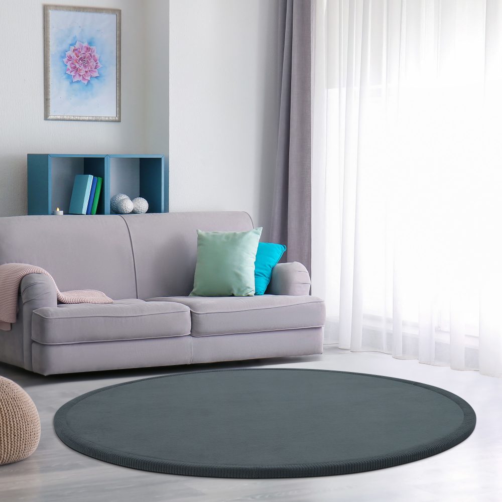 Paco Home Teppich »Tatami 475«, rund, Kurzflor, Uni Farben, mit Memory Foam, waschbar